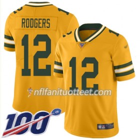 Miesten Green Bay Packers NFL Pelipaita Aaron Rodgers 12 Nike Gold 100th